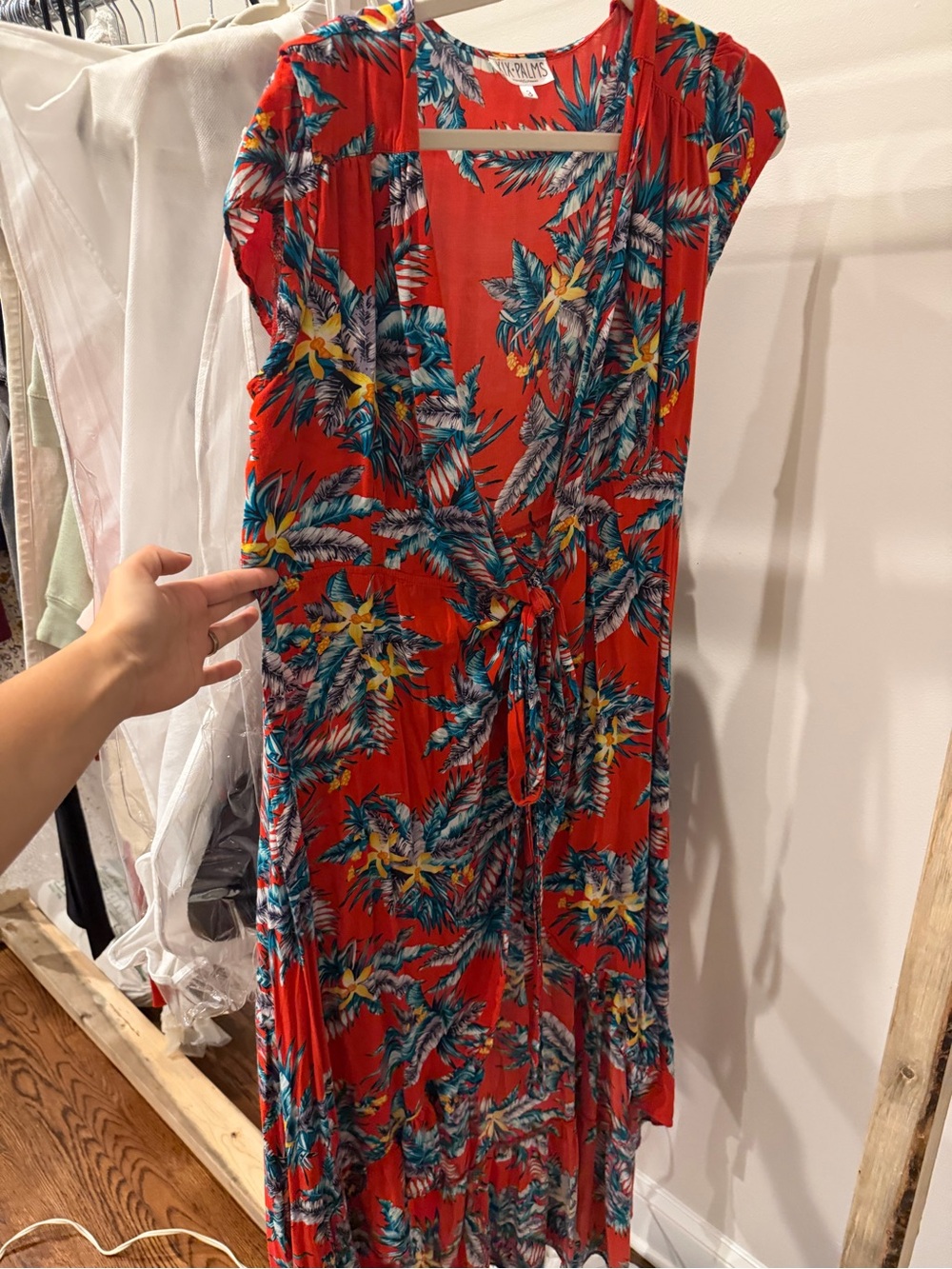 Wrap Maxi Dress - Red Tropical Floral